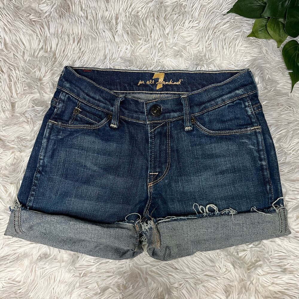 7 For All Mankind | Women’s cut-off rolled denim jean shorts